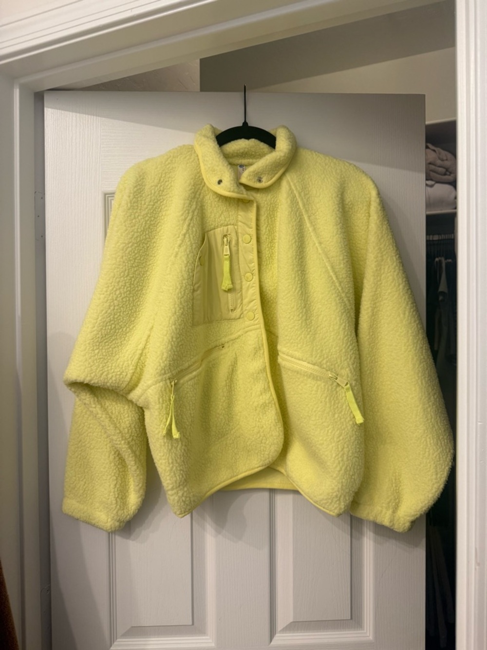 Free People Neon Yellow Sherpa Puffer Jacket